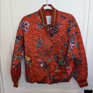 Avec Les Filles Orange Floral Bomber Jacket